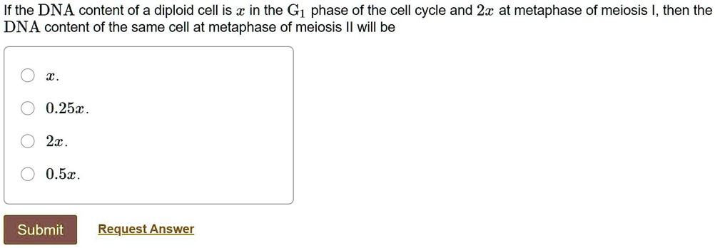 If the DNA content of a diploid cell is x in the G1 phase of the cell ...
