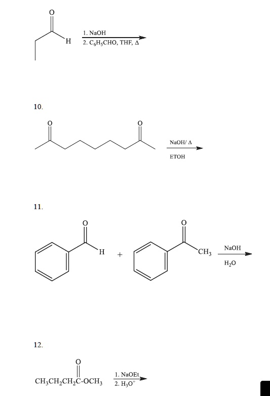 Solved: Naoh + 2ch3cho + Thf Naoh' Etoh Naoh Ch3oh H2o Naoet + 2h2o 