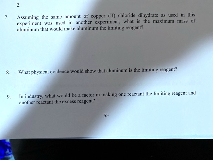 SOLVED same amount of copper (Il) chloride dihydrate as used in this