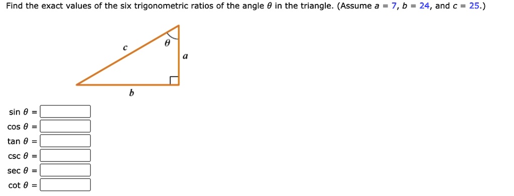 find the exact values of the six trigonometric ratios of the angle 0 in ...