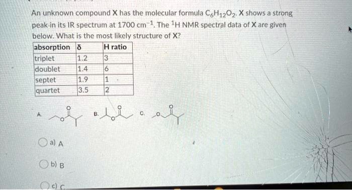 Solved An Unknown Compound X Has The Molecular Formula C6h12oz X Shows A Strong Peak In Its Ir