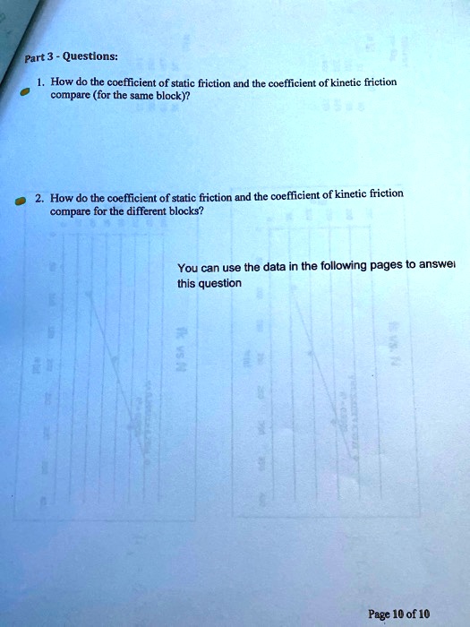 Part 3 Questions: How do the coefficient of static friction and the ...