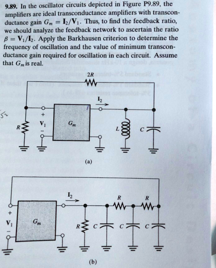 SOLVED In the oscillator circuits depicted in Figure P9.89, the