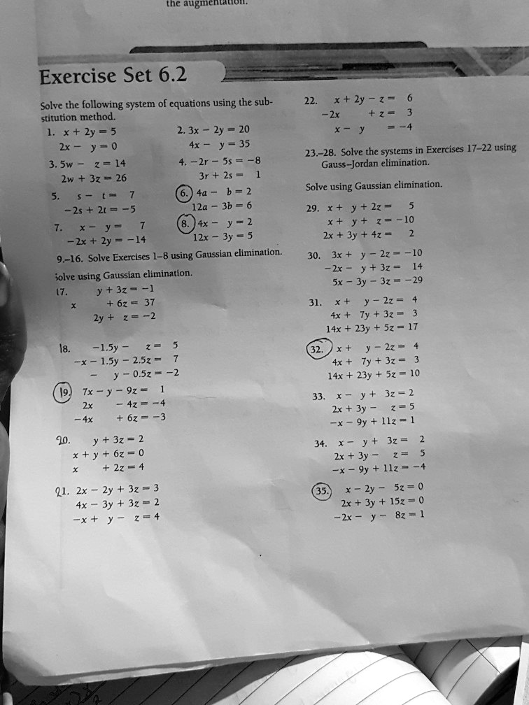Solved The Augmentation Exercise Set 6 2 Solve The Following System Of Equations Using The Sub Stitution Method X 2y 5 2 3x 2y 2x Y