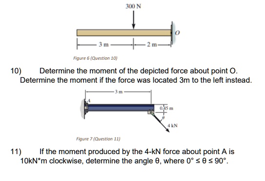 Point Moment SOLVED: Figure 6 (Question 10) 10) Determine the moment of the depicted ...