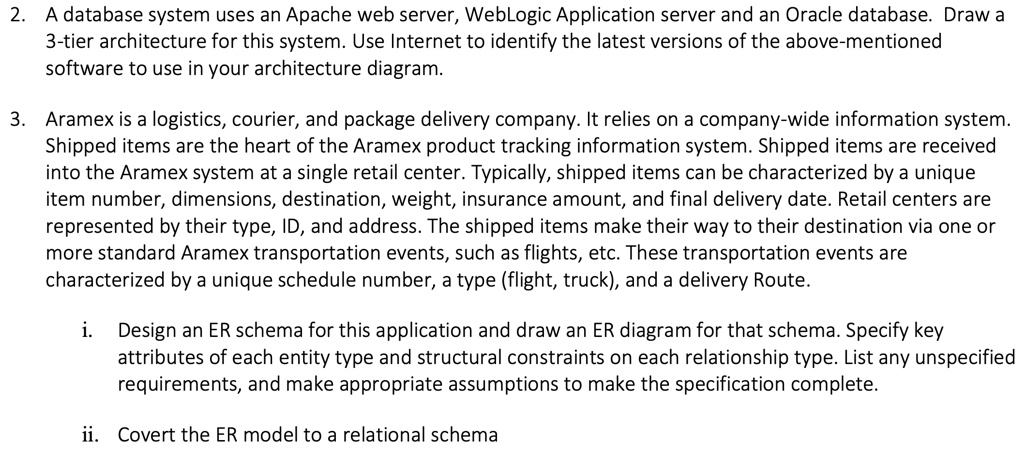 SOLVED: A database system uses an Apache web server, WebLogic ...