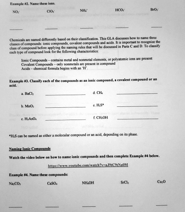 SOLVED Example 2. Name thesc ions NO; CIO4 NHL HCOa" BrOs