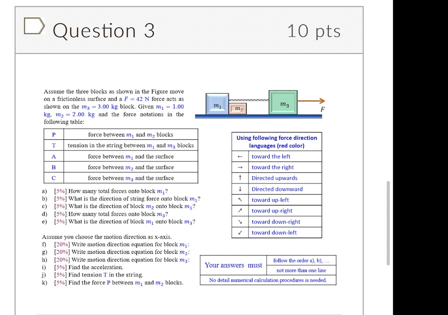 SOLVED: Assume the three blocks as shown in the Figure move on a ...