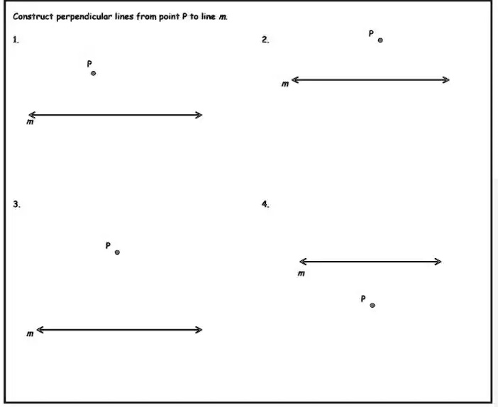 Solved construct perpendicular lines from point to line m