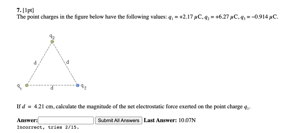 The point charges in the figure below have the following values: q1 ...