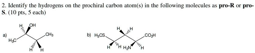 2. Identify the hydrogens on the prochiral carbon ato… - SolvedLib