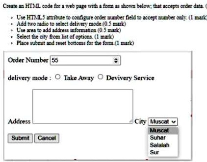 SOLVED: Create an HTML code for a web page with a form as shown below ...