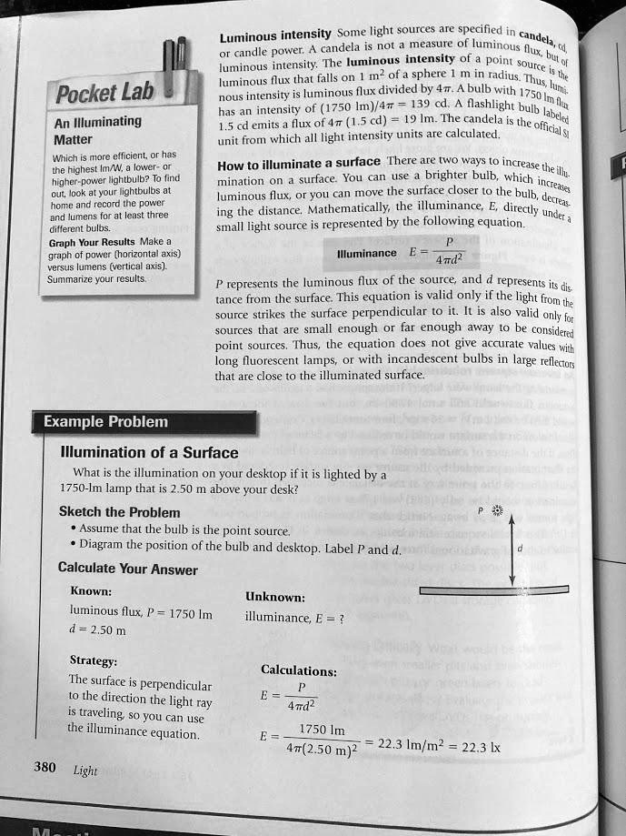 SOLVED: Luminous intensity Some light sources are specified in measure ...