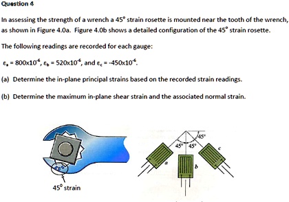 Question 4 In assessing the strength of a wrench a 45° strain rosette ...