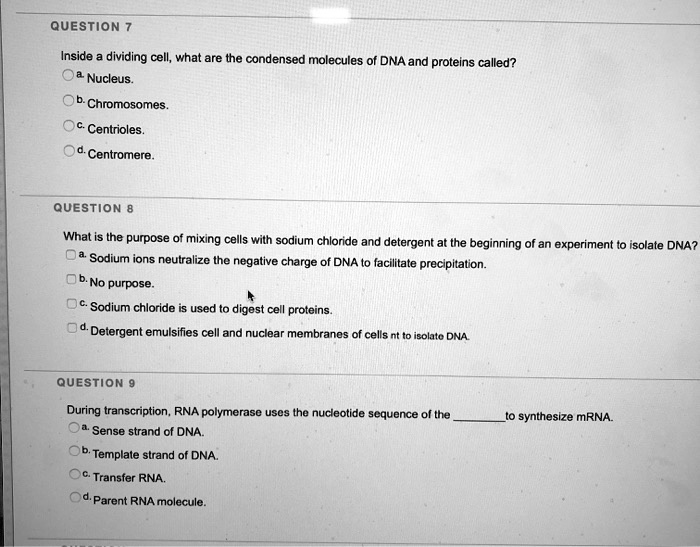 SOLVED QuESTiOn Inside dividing cell, what are the condensed molecules