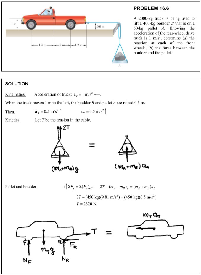 SOLVED: PROBLEM 16.6 A 2000-kg Truck Is Being Used To Lift A 400-kg ...