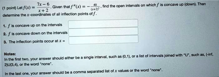 SOLVED:= 7-6 find the open intervals on which f is concave up (down ...