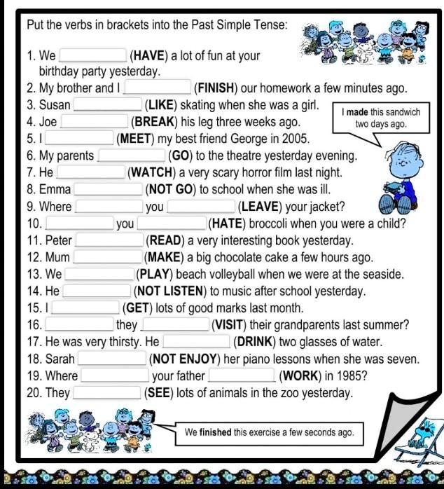 SOLVED: 'Put the verbs in brackets into past simple tense'