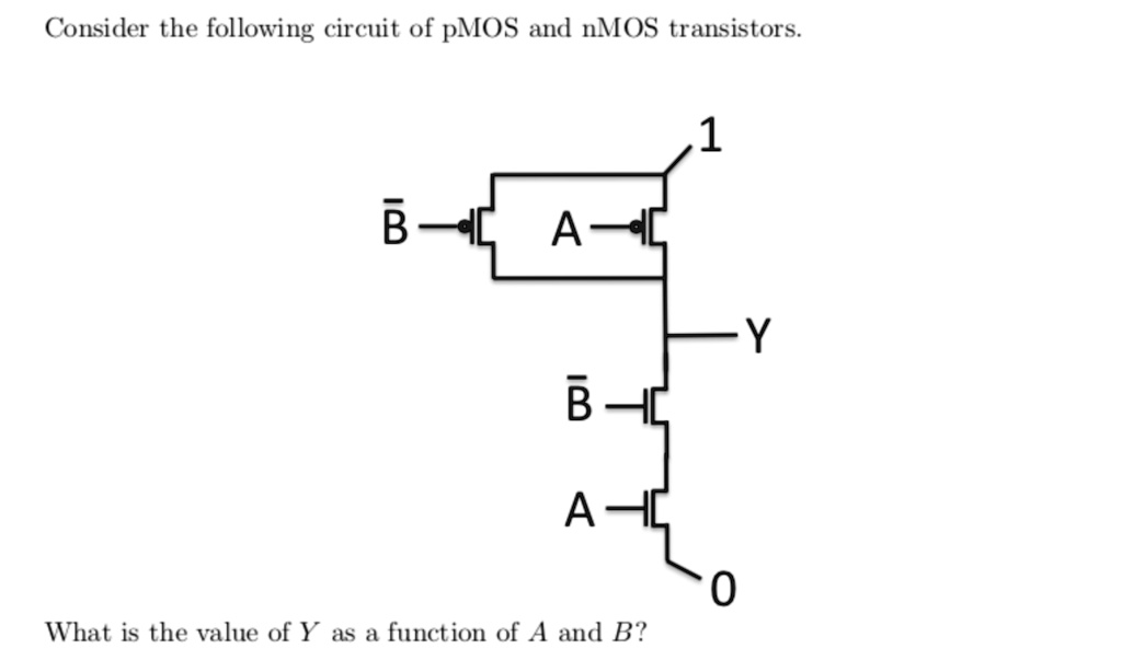 SOLVED Consider the following circuit of pMOS and nMOS transistors