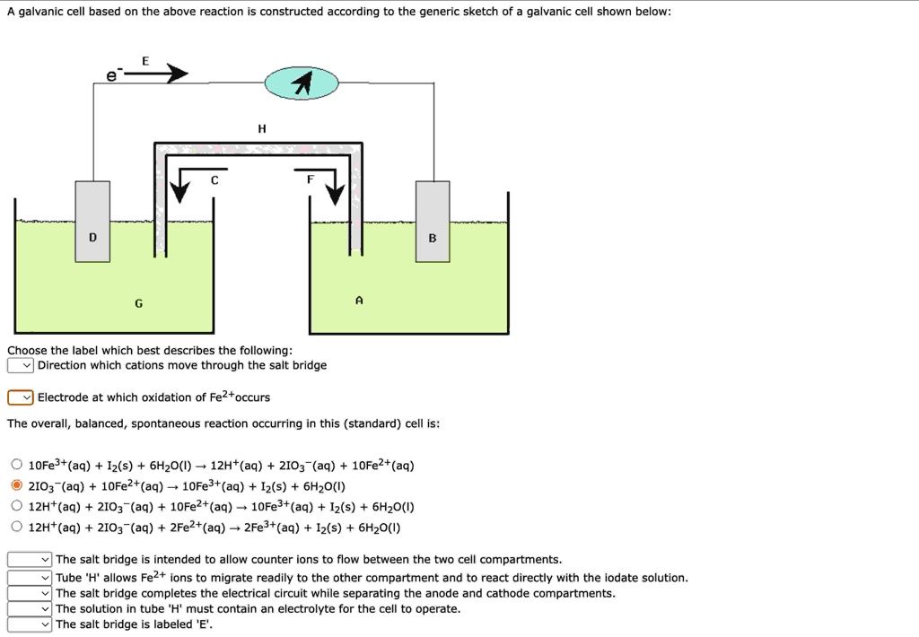 SOLVED: A galvanic cell based on the above reaction is constructed ...