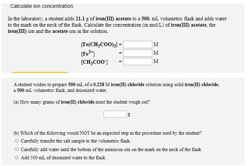 SOLVED Calculate ion concentration In the laboratory student adds 2L