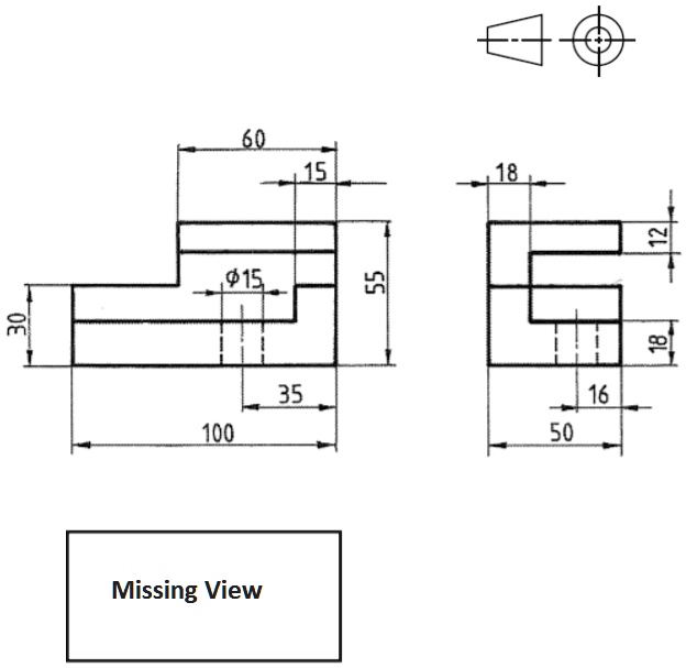 SOLVED: Use AutoCad. Draw and dimension the given views and missing ...