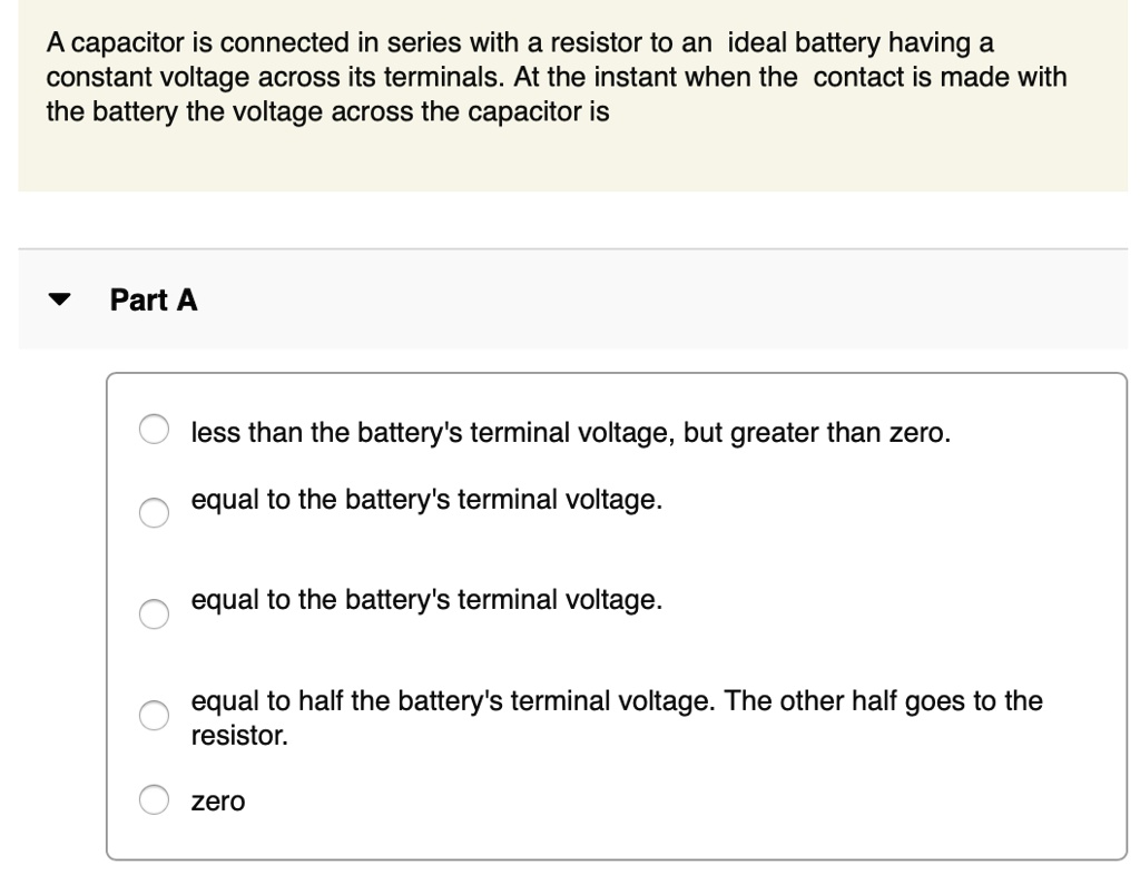 SOLVED A capacitor is connected in series with a resistor to an ideal