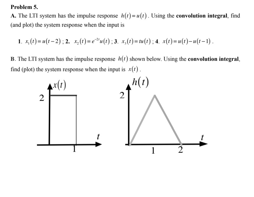 Solved Problem 5 A The Lti System Has The Impulse Response H T U