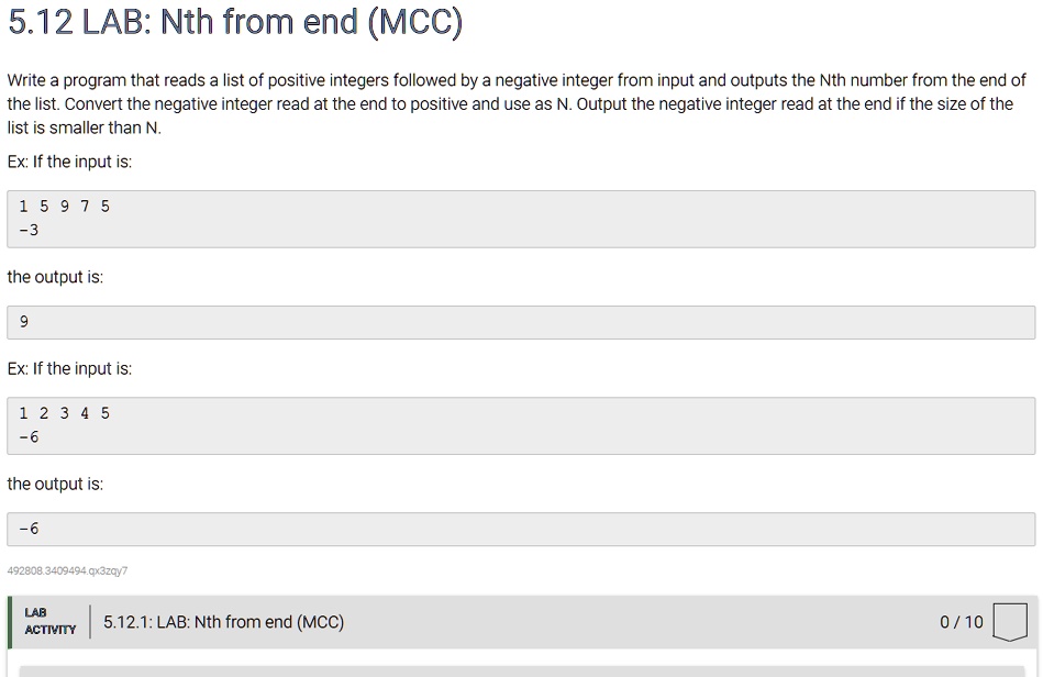 SOLVED Texts What is the solution to this? In Python. 5.12 LAB Nth