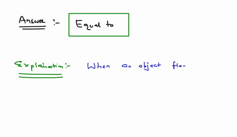 when-an-object-floats-in-a-liquid-the-buoyant-force-is-____________-the-weight-of-the-object