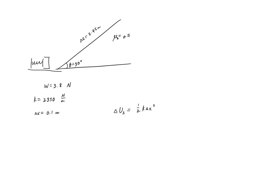 SOLVED A block of weight 3.8 N is launched up a 30 ∘ inclined plane of