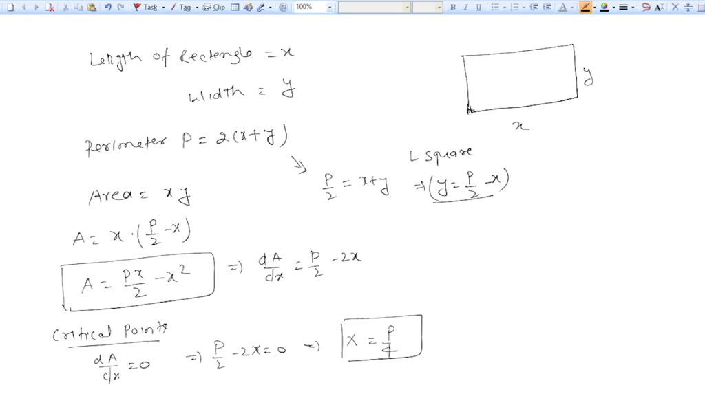 SOLVED Show that a rectangle with given perimeter has maximum area