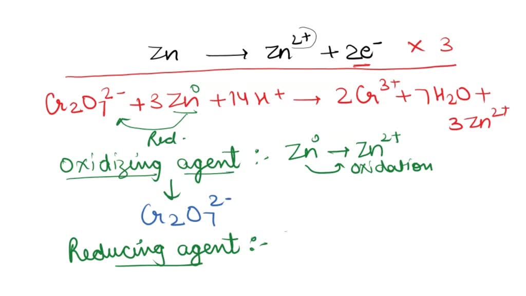 SOLVED When dichromate ion is reacted with zinc metal under acidic