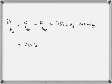 the-hydrogen-gas-formed-in-a-chemical-reaction-is-collected-over-water-at-300-c-at-a-total-pressure-of-732-mmhg-what-is-the-partial-pressure-of-the-hydrogen-gas-collected-in-this-way-if-the-48383