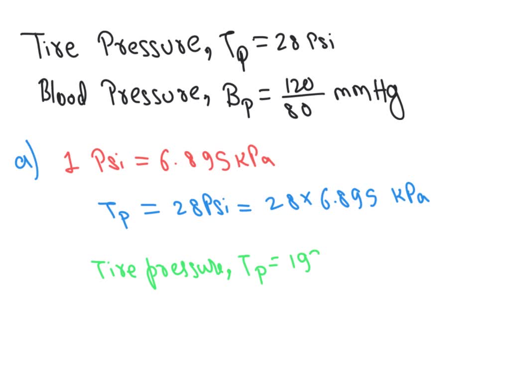 SOLVED: You inflate the front tires on your car to 28 psi. Later, you ...