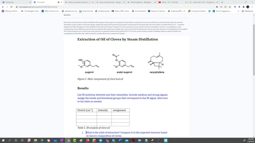 SOLVED Isolation of Eugenol from Cloves Objectives Leamn how canty Qul