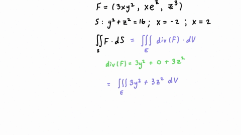 use-the-divergence-theorem-to-calculate-the-surface-integral-jl-f-ds-that-is-calculate-the-flux-of-f-across-5-fx-y-2-3xy2i-xezj-23k-s-is-the-surface-of-the-solid-bounded-by-the-cylinder-y2-2-23442