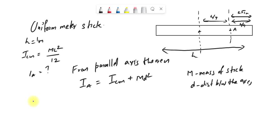 SOLVED: A uniform meter stick is pivoted to rotate about a horizontal ...