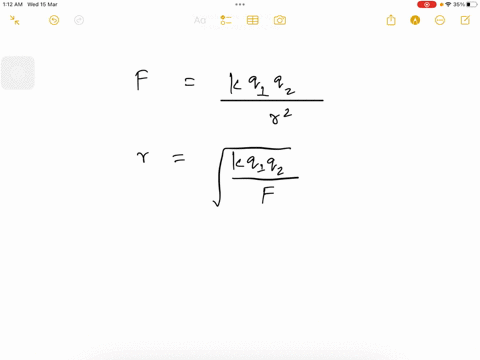 two-electrons-in-a-vacuum-experience-a-force-of-2-x-10-15-n-how-far-apart-are-the-electrons-answer-34-x-10-7-m-kindly-give-me-solution-of-this-problem-86682