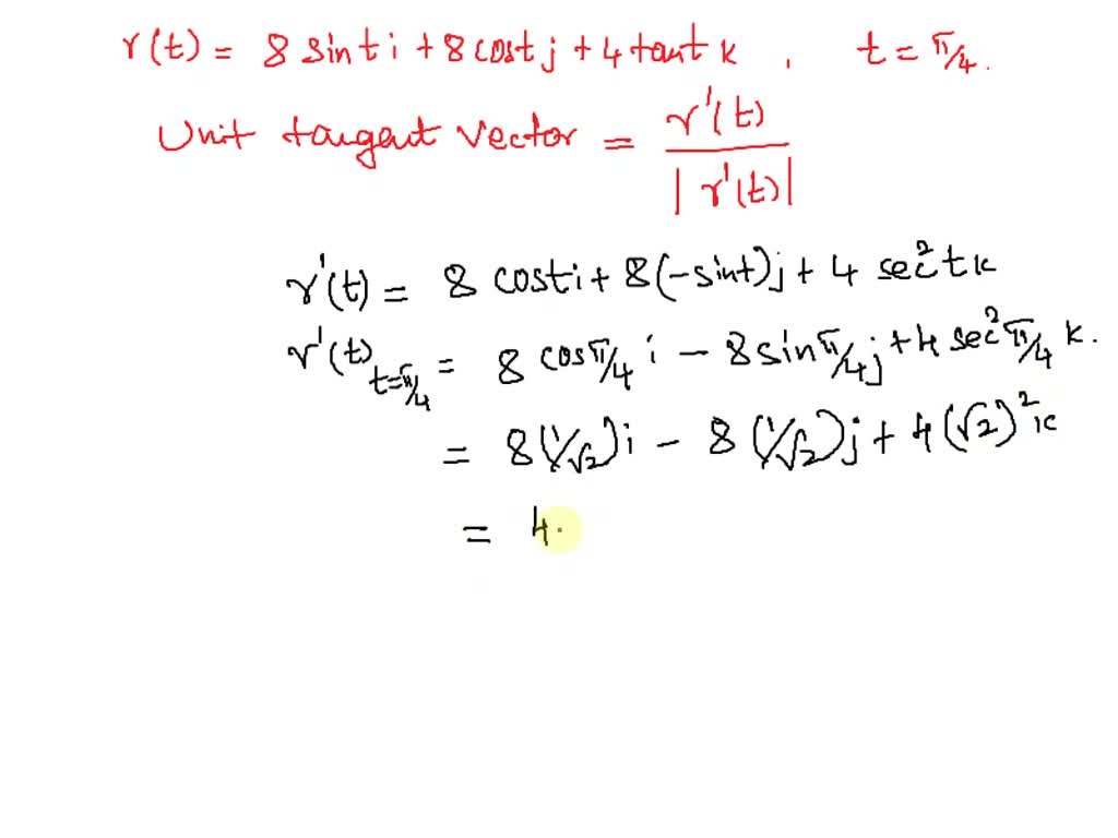 SOLVED: 8. Let r(t) Sti + 3sin(t)j + 3cos(t)k . Find an expression for ...