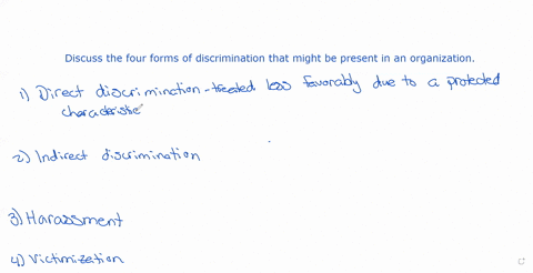 discuss-the-four-forms-of-discrimination-that-might-be-present-in-an-organization-32904