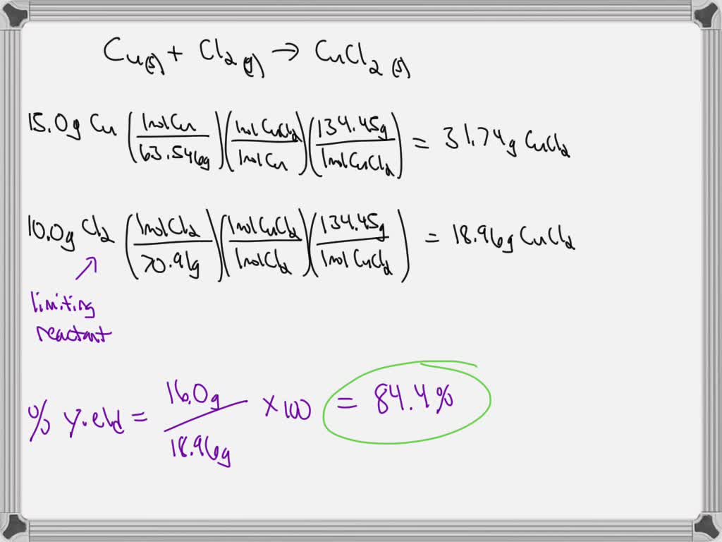 SOLVED A chemist is producing copper(II) chloride using the following