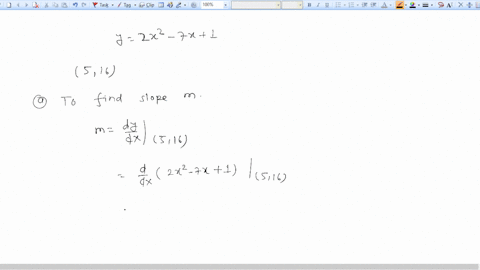 consider-the-following-curve-y-2x2-7x-1-find-the-slope-m-of-the-tangent-line-at-the-point-5-16_-m-find-an-equation-of-the-tangent-line-to-the-curve-at-the-point-5-16-45916