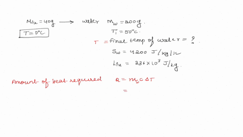 a-piece-of-ice-of-mass-40-g-is-added-to-200-g-of-water-at-50oc-calculate-the-final-temperature-of-water-when-all-the-ice-has-melted-specific-heat-capacity-of-water-is-4200-j-kg-1-k-1-specific-latent-h