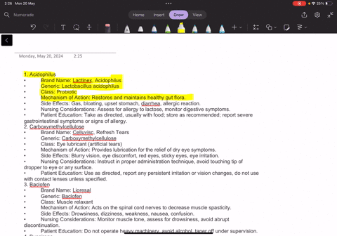 drug-brand-drug-generic-class-mechanism-of-action-five-side-effects-nursing-consideration-patient-education-acidophilus-carboxymethylcellulose-baclofen-buspirone-vitamin-d-clonazepam-docusate