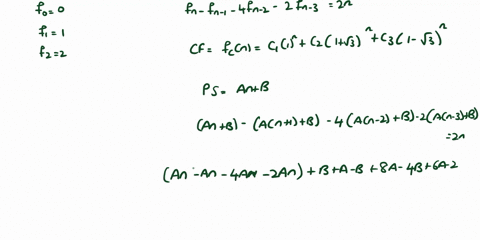 problem-2-solve-the-following-recurrence-equations-fn-fo-fi-f2-fn-14fn-2-2fn-3-2n-show-your-work-all-steps-the-associated-homogeneous-equation-the-characteristic-polynomial-and-its-roots-the-42424