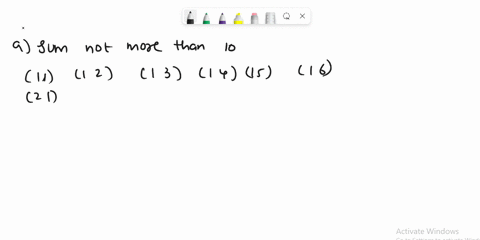 a-pair-of-dice-is-rolled-find-the-probability-of-rolling-a-a-sum-not-more-than-10-b-a-sum-not-less-than-3-c-a-sum-between-3-and-7-exclusive-97677