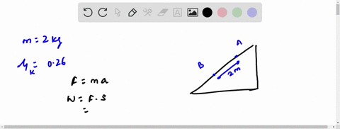 a-20-kg-block-slides-down-an-incline-surface-from-point-a-to-point-b-points-a-and-b-are-20-m-apart-if-the-coefficient-of-kinetic-friction-is-026-and-the-block-is-starting-at-rest-from-point-a-what-is-