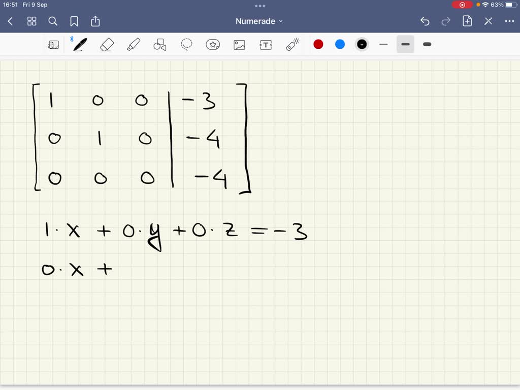 SOLVED: The reduced row echelon form of a system of linear equations in ...