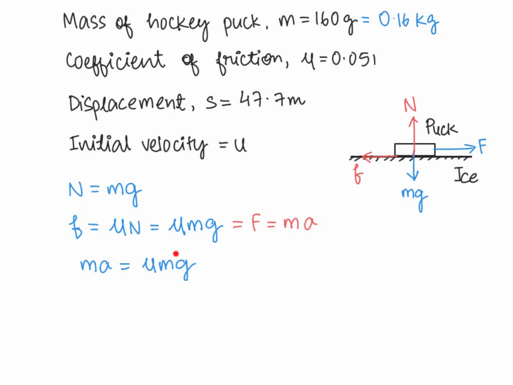 A hockey puck slides with an initial speed of 52.5 m/s on a large